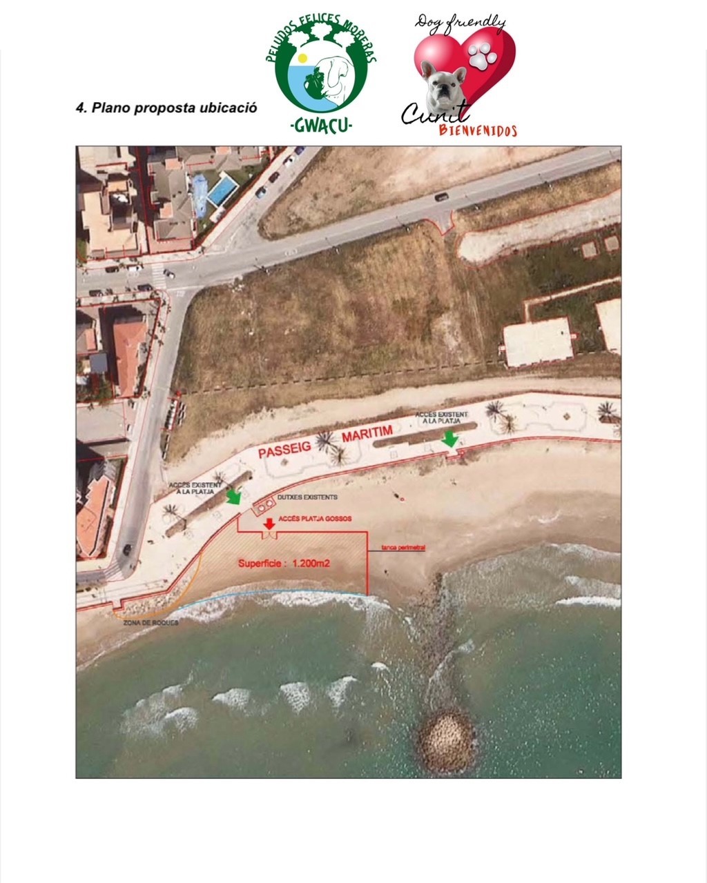  Emplaçament de platja per a gossos al municipi de Cunit.